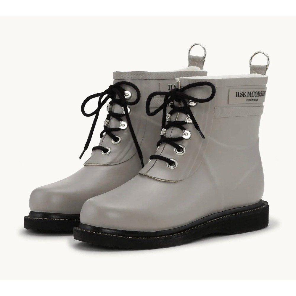 Ilse Jacobsen 39 Grey Lace Up rubber Boots Ankle Boot boho whimsi preppy y2k bla